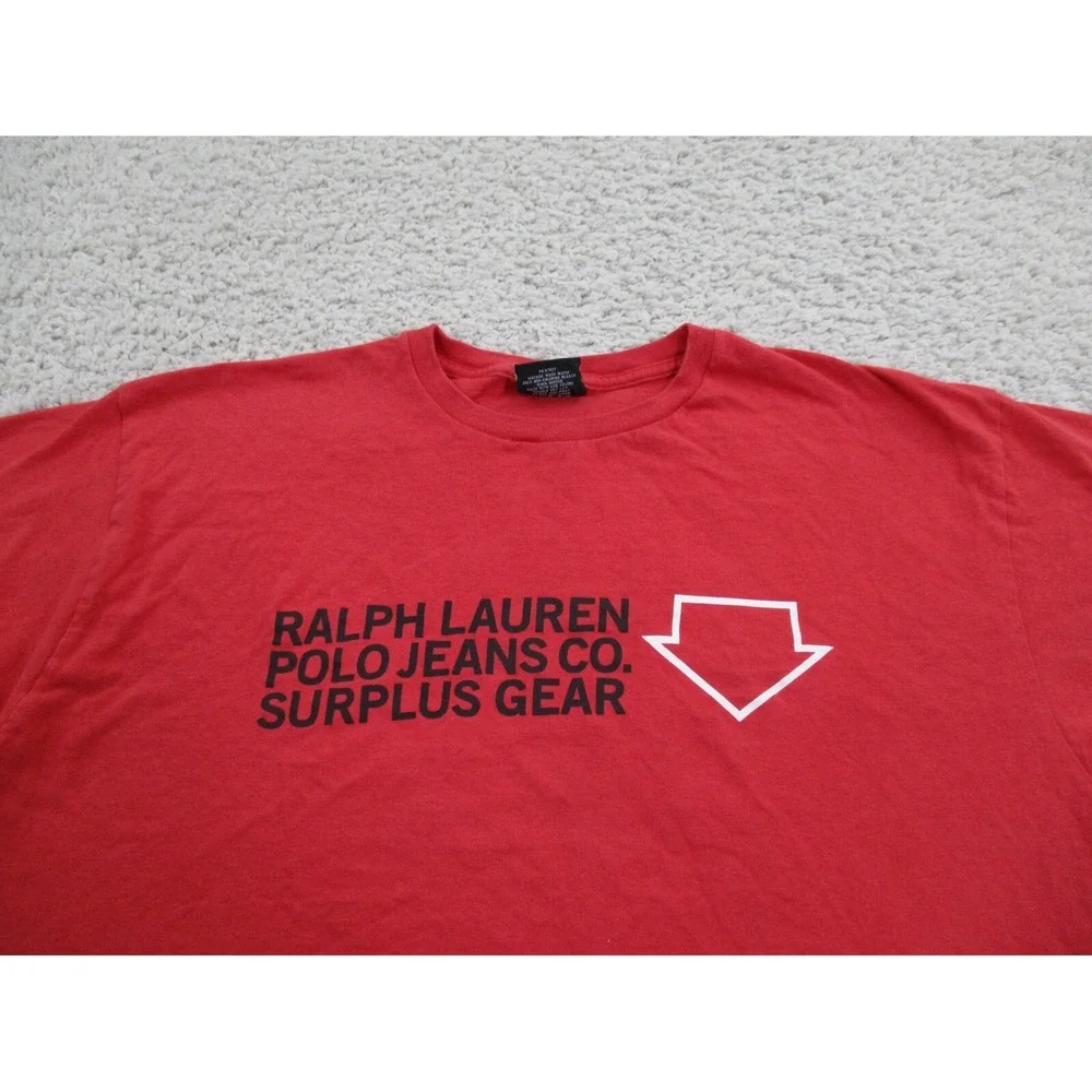 Vintage Polo Ralph Lauren Shirt Mens Large Red Double Sided Jeans Tee USA 90s